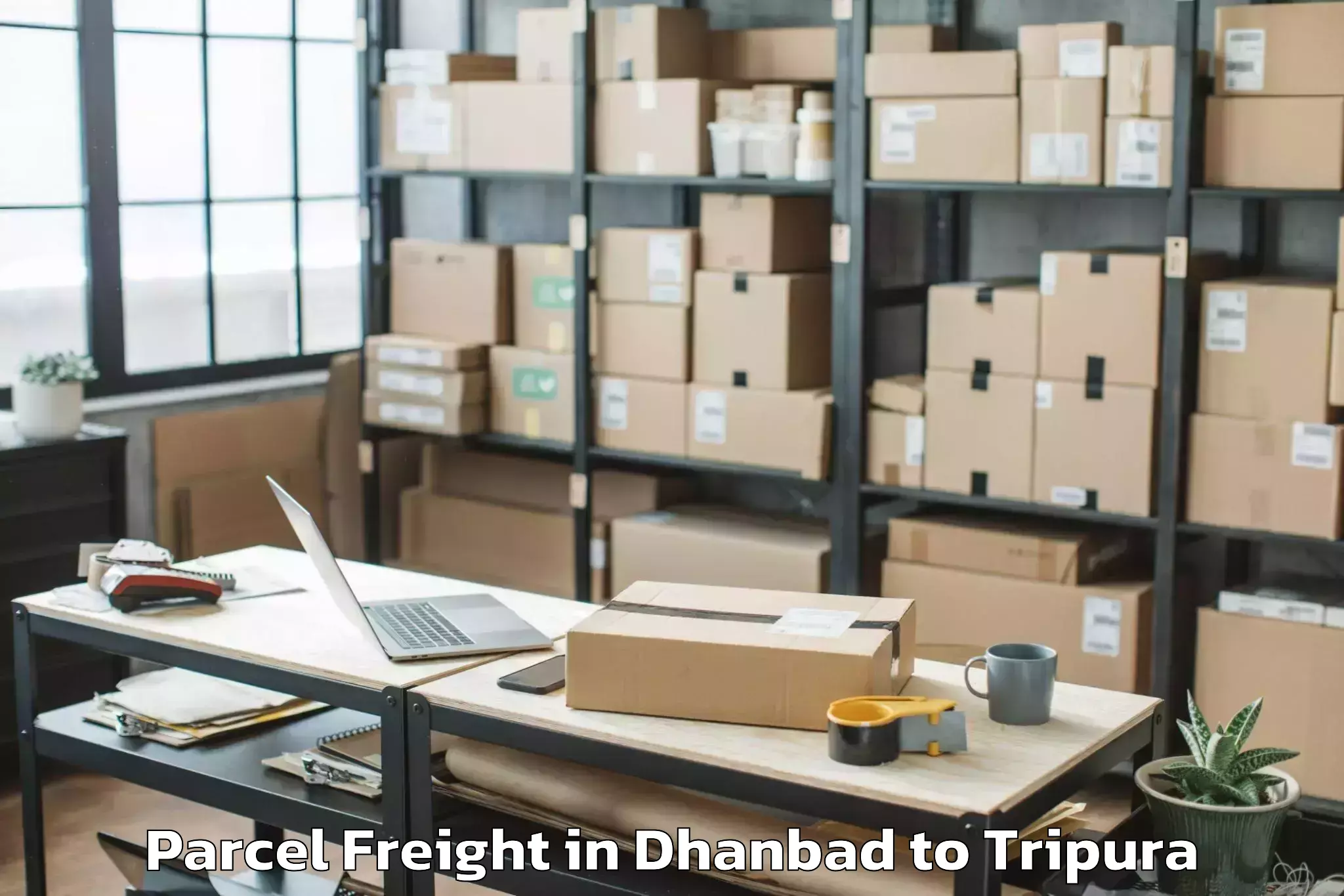 Book Dhanbad to Jampuijala Parcel Freight Online